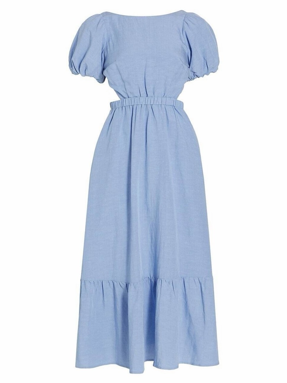 ASTR The Label Jelena Cutout Puff Sleeve Midi Dress – Blue – Size Small